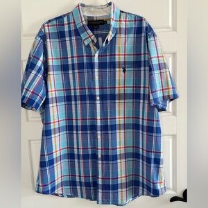 U.S. Polo Assn Men's Plaid Short Sleeve Button Down Shirt Size XXL Cotton Preppy